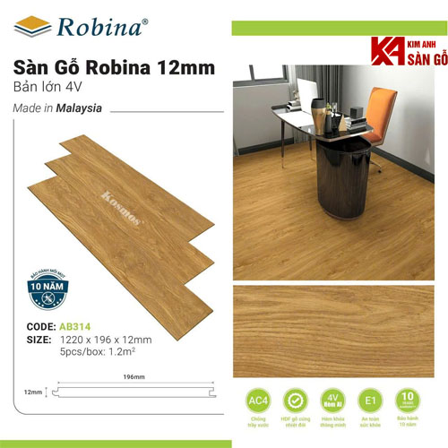 Sàn Gỗ Công Nghiệp Robina 12mm AB314